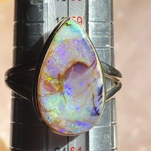 Sterling silver monarch opal ring size 9.75-10